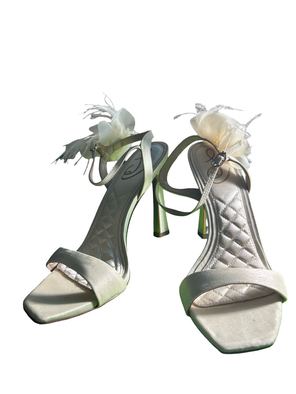 Sam Edelman Leana Pearl Ivory Silk Heels